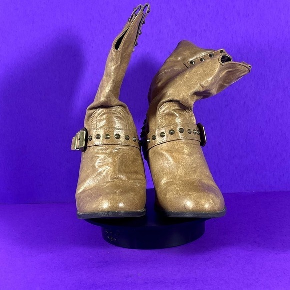 Coconuts Women's‎ Brown Bindi Studded Saddle Buckle Boots Shoe Size 8 - Picture 2 of 9